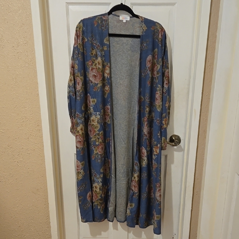 Lularoe Floral Blue Women's Sweater Duster